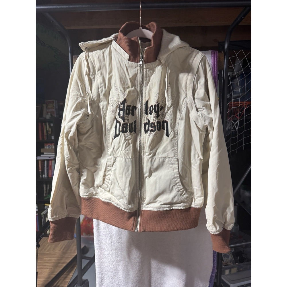 Harley Davidson Tan Reversible Hooded Jacket size L‎